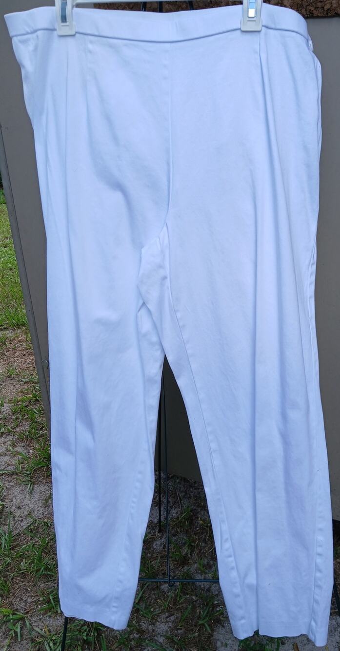 Units Solid White Side Zipper Straight Leg Pants 20W Stretch Resortwear Slacks